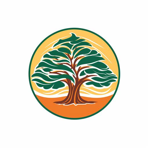 pine tree logo usiing green and orange