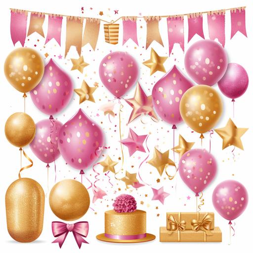 pink and gold birthday party decorations clipart put everything in order from top left to right leave space in between