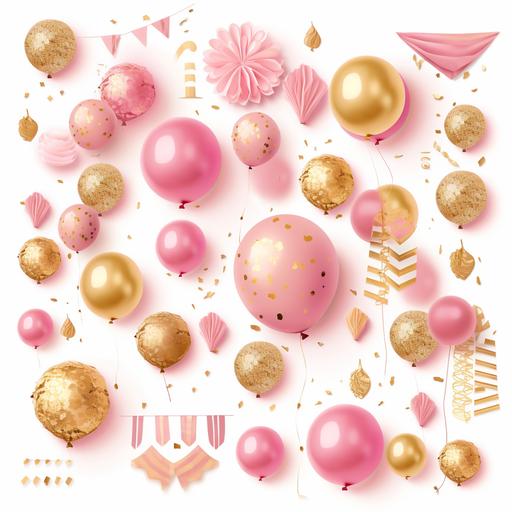 pink and gold birthday party decorations clipart put everything in order from top left to right leave space in between