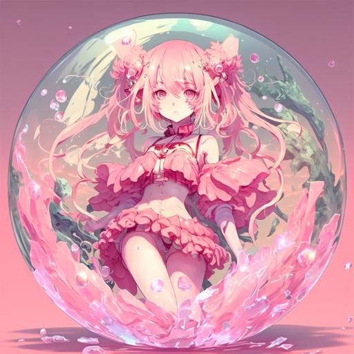 pink anime cartoon crystal