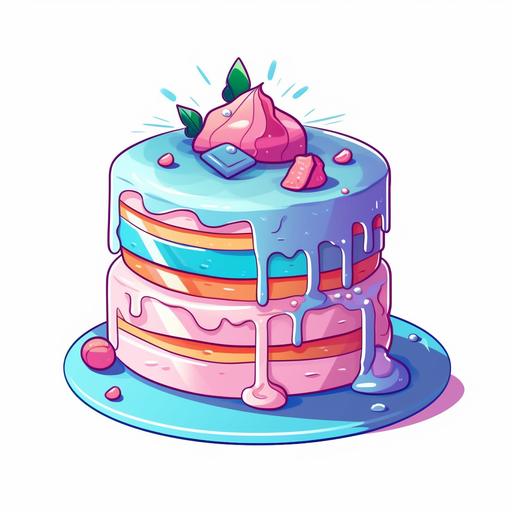 pink blue and white cartoon cake on white background