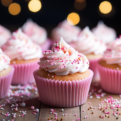 pink cupcakes, confetti