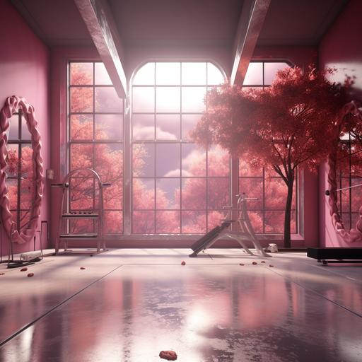 pink fall gym studio background 4k image