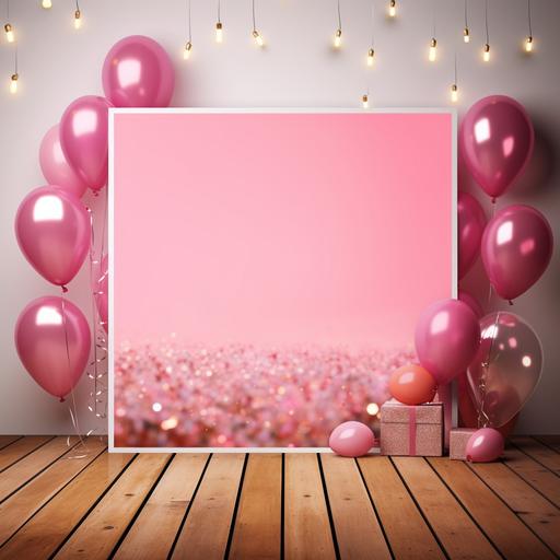 pink fiesta banner on wooden floor with spotlight, confetti, baloons 5k image