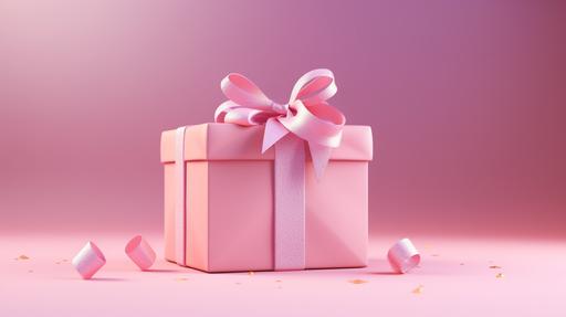 pink gift box wrapped present with ribbon for valentine day concept --ar 16:9