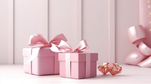 pink gift box wrapped present with ribbon for valentine day concept --ar 16:9