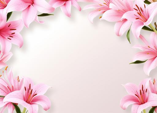 pink lilies with white blank paper, in the style of the snapshot aesthetic, white and magenta, flower patterns, floral motifs --ar 46:33