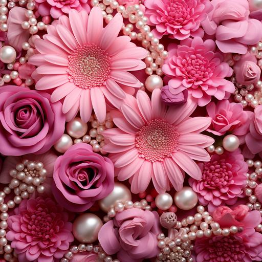 pink mixed pearls flowers fantastic wallpaper