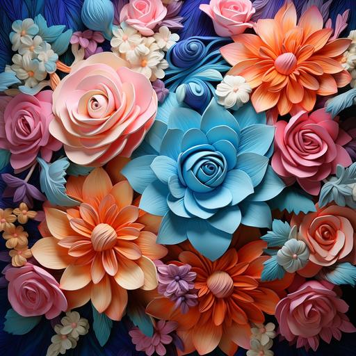 pink, orange and blue flowers