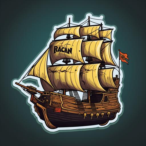 pirat ship cracken funny cartoon sticker design