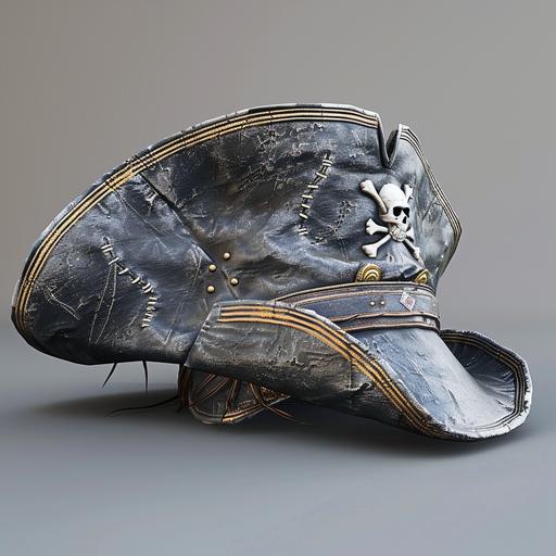 pirates captain hat, 3d model, grey background --v 6.0