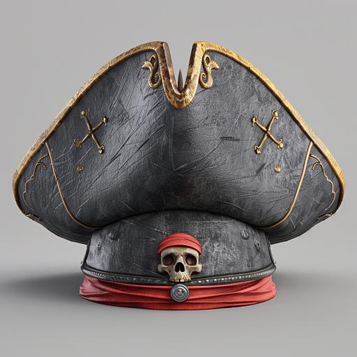 pirates captain hat, 3d model, grey background --v 6.0