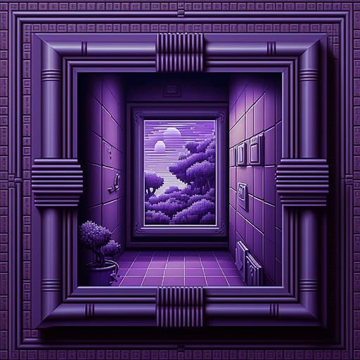 pixel art, purple tones, inside picture frame, repeating, walpaper