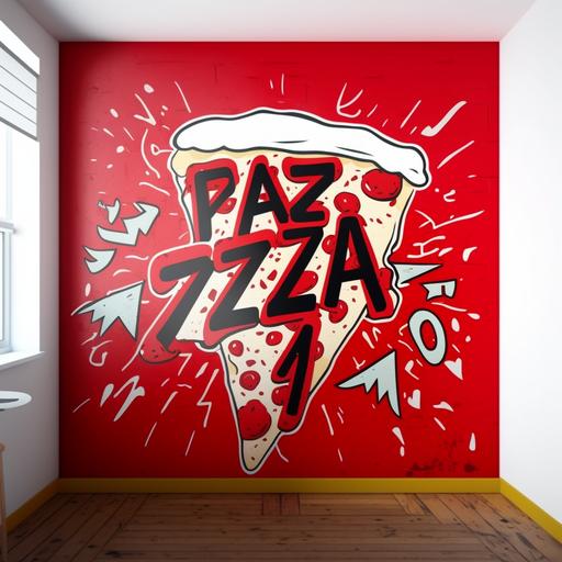 pizza graffiti wall red