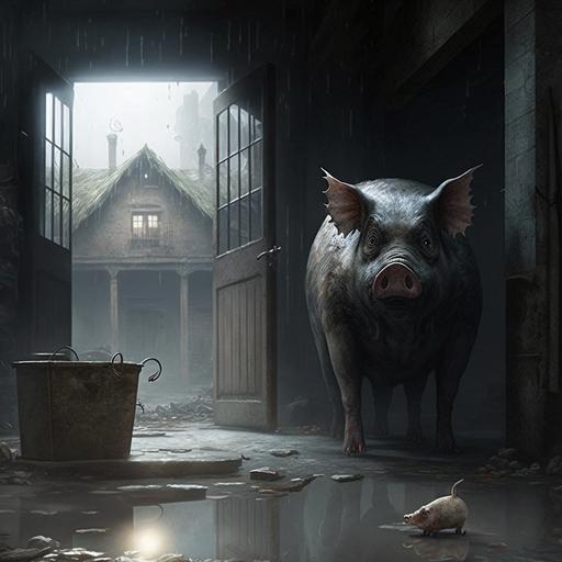 plagues tales video game, pig sty, batman, unreal engine, abby from last of us --v 4