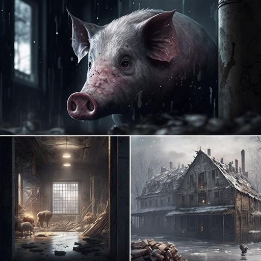 plagues tales video game, pig sty, batman, unreal engine, abby from last of us --v 4