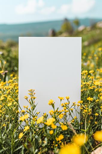 plain white greeting card mockup photograph nature theme, Professional photography, Photograph with a Sony Alpha a7 III at 1/160 sec, f/3.5. --no dark shadows --ar 2:3 --v 6.0