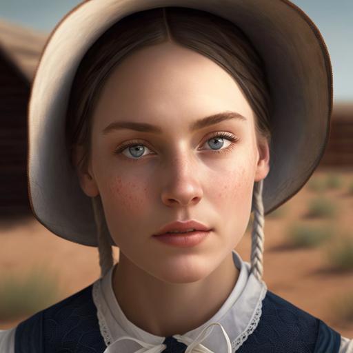 plains amish girl , plain of attire but her beauty is in her eyes . 16k , 3d , hd --v 4