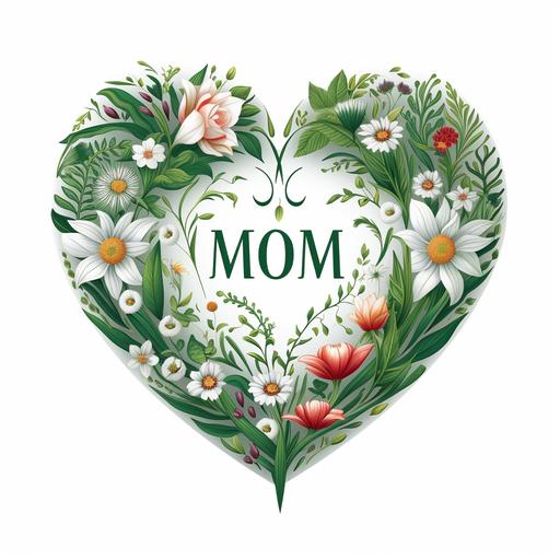 plant themed heart with word Mom written inside for sticker