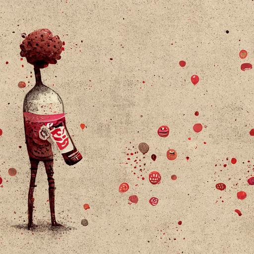 playful cartoon of zombie soda, illustration, paper texture --tile