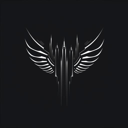 plumage sci-fi city gothic logo, minimal --v 5.2 --style raw
