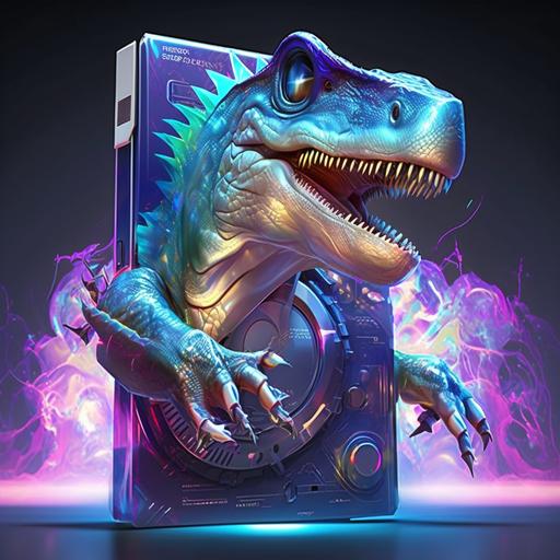 pokemon card dinosaur t-rex dj holographic 4K ultra realistic