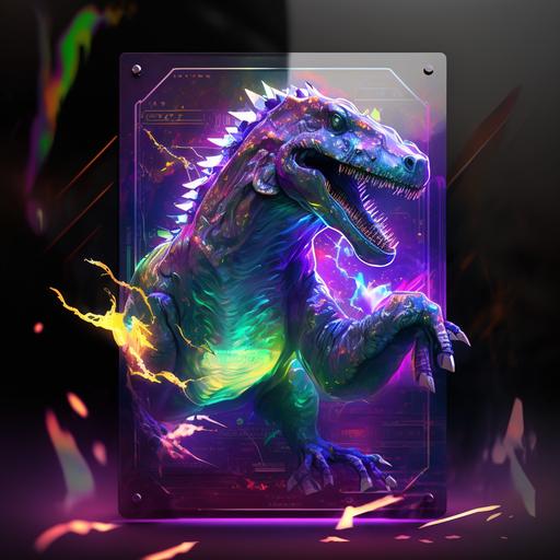 pokemon card dinosaur t-rex dj holographic 4K ultra realistic