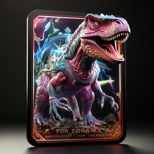 pokemon card dinosaur t-rex dj holographic 4K ultra realistic --s 750