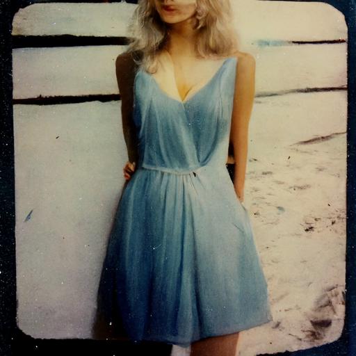 polaroid female blondie seagulls 1989 taylors version beach blue dress