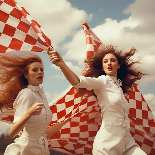 polish 🐘 women waving checkered flags