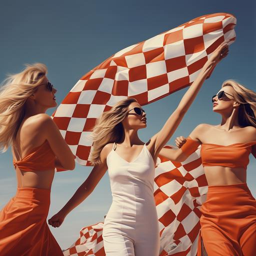 polish 🐘 women waving checkered flags