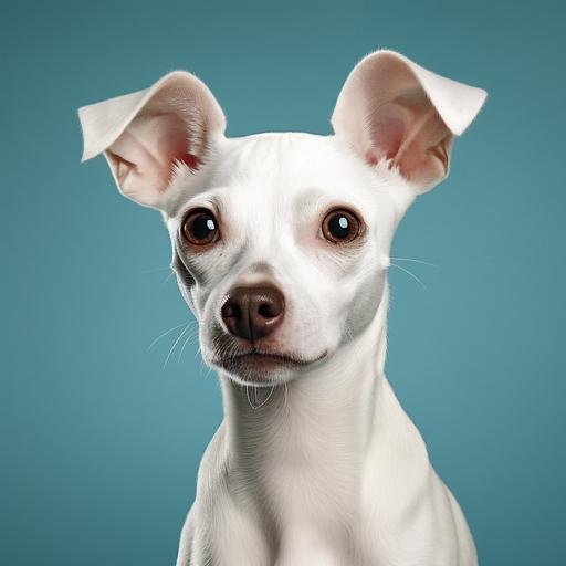 little white dog, short hair rat terrier, logo, button ears