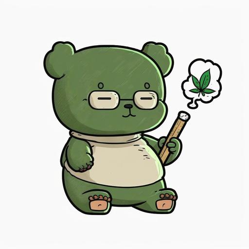 poobear, smoking, weed, clipart with white outline