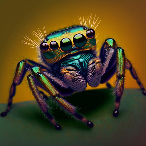 pop art deco picture of jumping spider --v 4