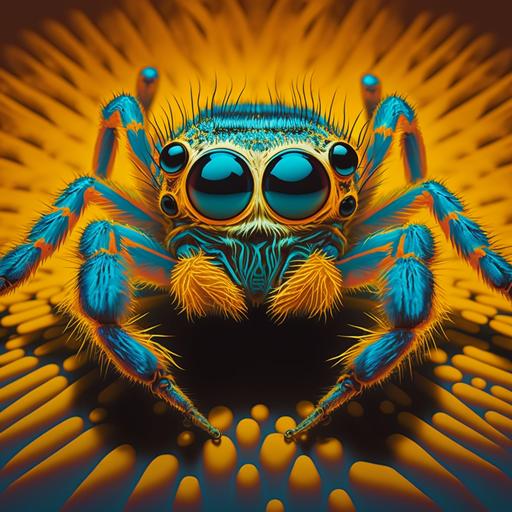 pop art deco picture of jumping spider --v 4