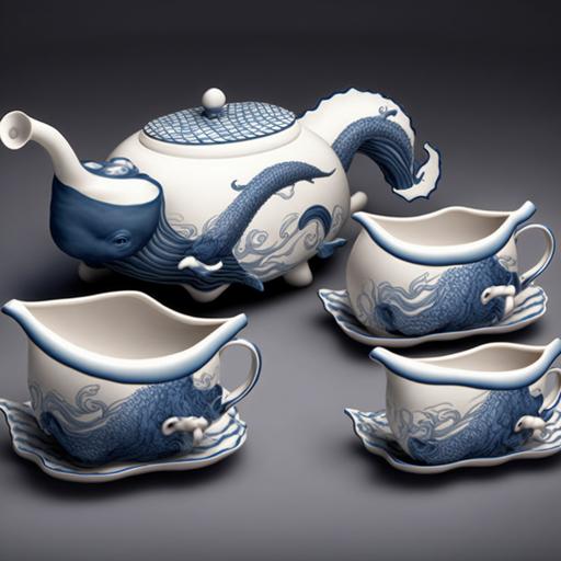 porcelain whale tea set --v 4