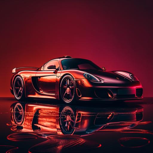 porsche carrera gt, shiny, glossy, red smoky background, 8K, Cinematic lighting, insanely detailed and intricate, hypermaximalist, elegant, hyper realistic, super detailed, dynamic pose, centered, photography, Unreal Engine 5, Cinematic, Color Grading, Editorial Photography, Photography, Photoshoot, Shot on 70mm lense, Shutter Speed 1/1000, F/22, White Balance, 32k, Super-Resolution, Megapixel, ProPhoto RGB, VR, tall, epic, artgerm, alex ross, Halfrear Lighting, Backlight, Natural Lighting, Incandescent, Optical Fiber, Moody Lighting, Cinematic Lighting, Studio Lighting, Soft Lighting, Volumetric, Contre-Jour, dark Lighting, Accent Lighting, Global Illumination, Screen Space Global Illumination, Ray Tracing Global Illumination, Red Rim light, cool color grading 45%, Optics, Scattering, Glowing, Shadows, Rough, Shimmering, Ray Tracing Reflections, Lumen Reflections, Screen Space Reflections, Diffraction Grading, Chromatic Aberration, GB Displacement, Scan Lines, Ray Traced, Ray Tracing Ambient Occlusion, Anti-Aliasing, FKAA, TXAA, RTX, SSAO, Shaders, OpenGL-Shaders, GLSL-Shaders, Post Processing, Post-Production, Cel Shading, Tone Mapping, CGI, VFX, SFX --v 4