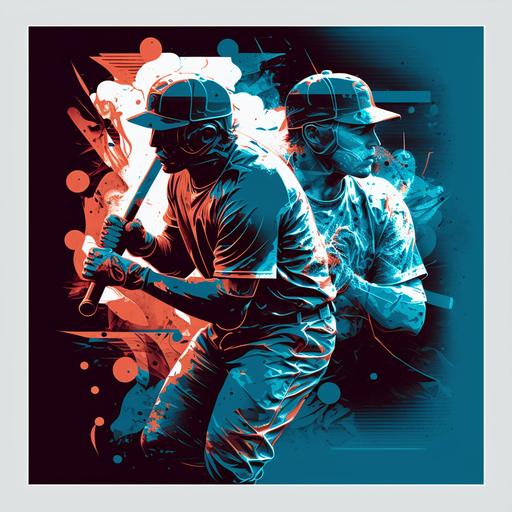 poster baseball players illustracion vector blu degraded