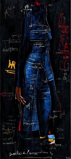 poster hyper realistic photo 8K fashion large view full of colors luxurious black woman very beautiful blueprint wallpaper well proportioned balenciaga saint laurent Jean-Michel Basquiat style --ar 7:16