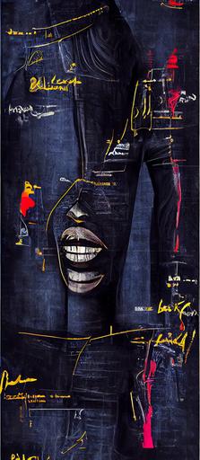 poster hyper realistic photo 8K fashion large view full of colors luxurious black woman very beautiful blueprint wallpaper well proportioned balenciaga saint laurent Jean-Michel Basquiat style --ar 7:16 --upbeta