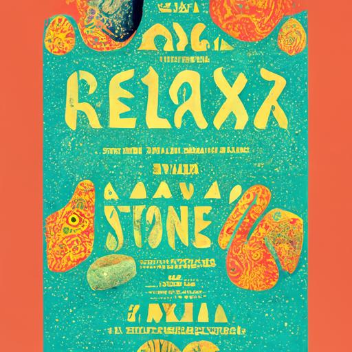 poster in psychedelic style font stones relax, get relax, dive into nirvana, feel relaxation stone spa