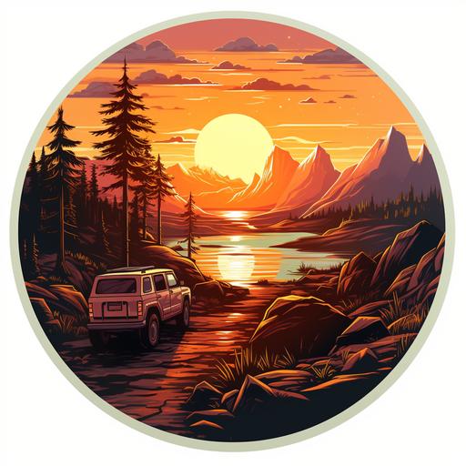 poster, sticker, dirty, santa, clause, nature, mountains, trees, offroad, car, 4x4, tent, view, sunset, sunrise, lake, sea, river, tshirt project,