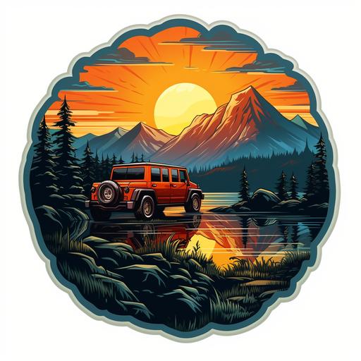 poster, sticker, family4x4, nature, mountains, trees, offroad, car, 4x4, tent, view, sunset, sunrise, lake, sea, river,