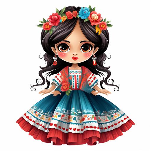 pretty mexican doll,vector,no background
