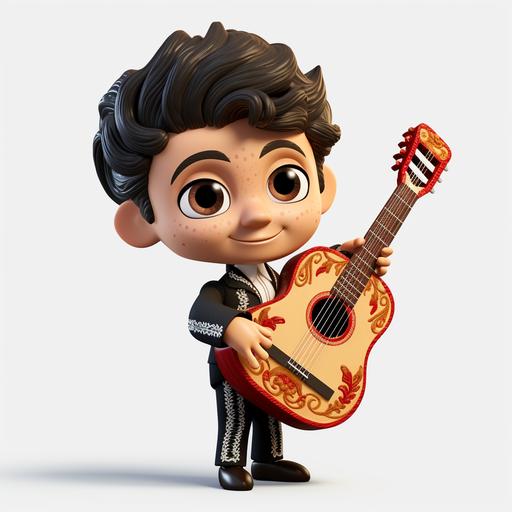 pretty mexican mariachi boy doll with black suit and a guitar ,vector,no background