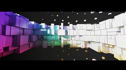 projection mapping with depth, voxel shapes, extruded cubes, vibrant clours, 8k, --ar 16:9