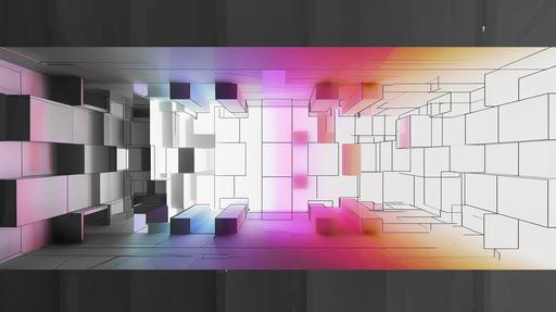 projection mapping with depth, voxel shapes, extruded cubes, vibrant clours, 8k, --ar 16:9