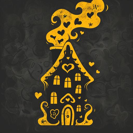proud logo expressing ‘the house of yellow’. Complete with chimney that blows hearts and euro signs as smoke --v 6.0