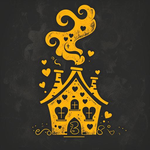 proud logo expressing ‘the house of yellow’. Complete with chimney that blows hearts and euro signs as smoke --v 6.0