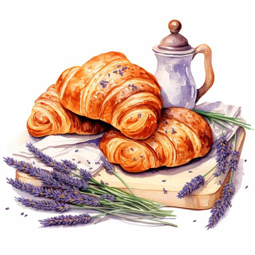 provence croissant lavender clipart high quality white background
